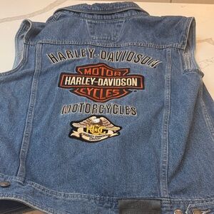 Harley-Davidson Blue Denim Vest with Patches